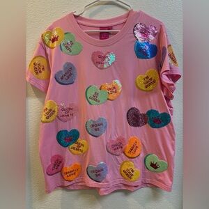 Queen of Sparkles Sequin Candy Hearts Tee